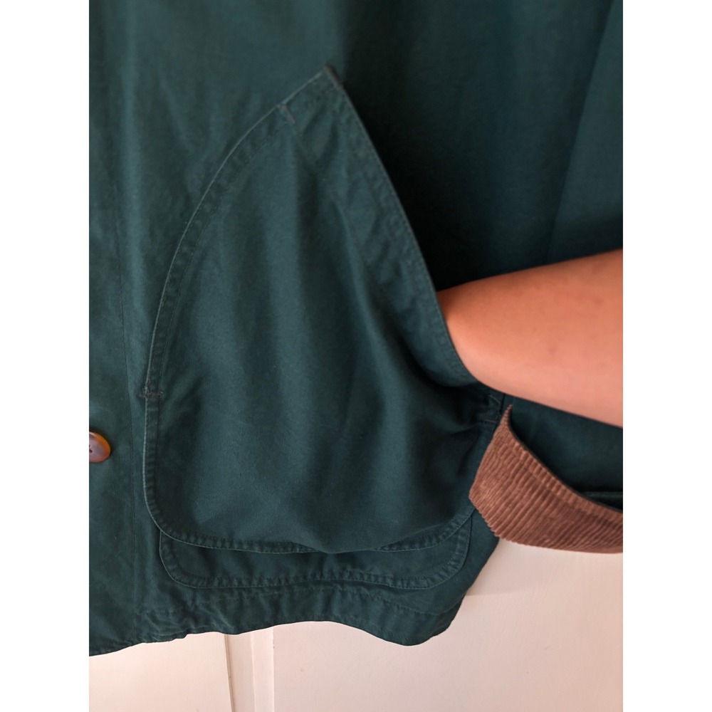 Lands End Mens Barn Jacket Forest Green Cotton Canvas Plaid Lined Chore Coat L - Picture 4 of 11